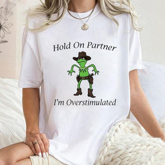 Cowboy Kermit Shirt, Hold On Partner T-shirt, Muppets Sweatshirt, Kermit Muppet Shirt, Cowboy Muppet Shirt, Funny Meme Tee