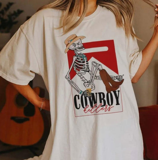 Cowboy Killers Graphic T-Shirt | Country Girl Tee, Vintage Tee, Boho Shirt Skeleton Cowboy marlboro shirt funny skeleton  T-shirt, sweater and Hoodie cotton
