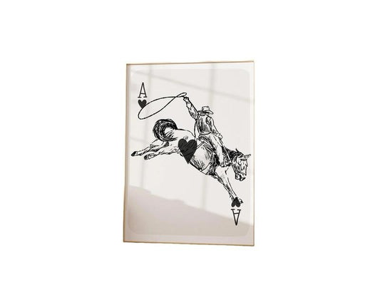 Cowboy Playing Card Print, Vintage Cowboy Wall Art, Rodeo Cowboy, Western Print, Cowgirl Western Aesthetic, Preppy Pink Art, Gifts For Girls Wall Art, Poster Prints No Frame, Dorm Room Decor, Wall Art Prints, Gifts For Birthday