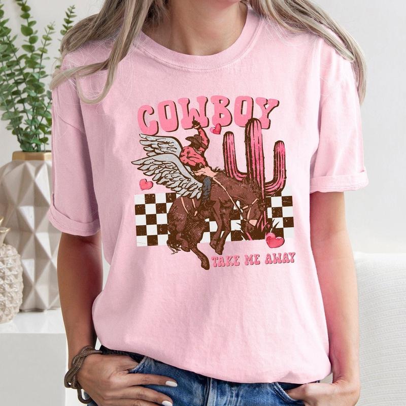 Cowboy Take Me Away, Western, Country, Comfort Colors Tshirt, Valentine's Day, Valentine's Day Comfort Colors Tshirt, Women's Graphic Tee, Love, Heart, Cupid