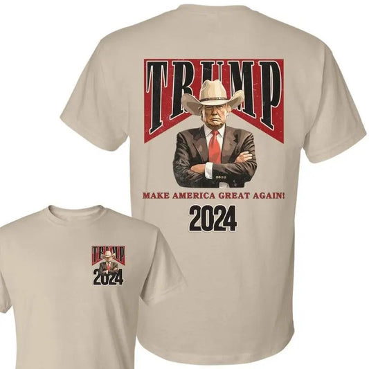 Cowboy Western Make America Great Trump Daddy New T-shirt - 2 Side - Unisex - Multiple Style Options - Celebrity Style - Multiple Colorways, 2 Sided Casual Fabric Cotton Round Neck Graphic Tees Gift For Men And Women Classic Menswear Top Collar