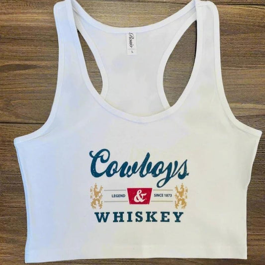 Cowboys & Whiskey Crop Tank Top, Y2K Shirt, Political Activism Baby Tee, LGBTQ Rights Baby Tee, Free Speech, Feminist Shirt, Gift For Her