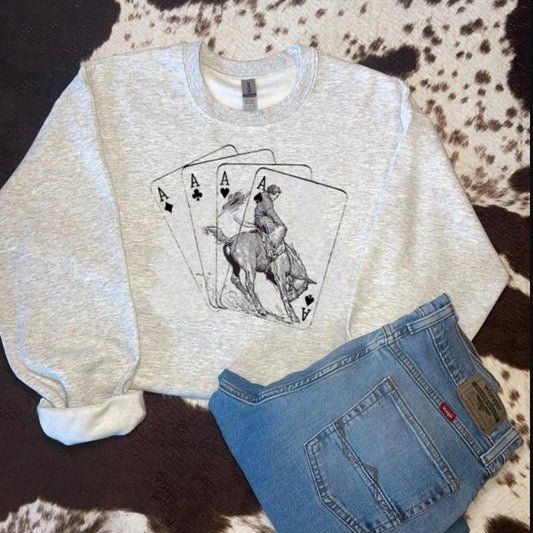 Cowboys cards sweatshirt, Western clothing Sweatshirt, Country shirt, western tops, western outfits women
