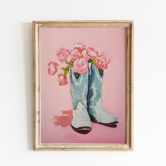 Cowgirl Boots Art, Floral Western Nursery Print, Coastal Cowgirl Poster, Gifts For Her Women Wall Art, Poster Prints No Frame, Dorm Room Decor, Poster For Room, Gifts For Birthday Christmas Xmas