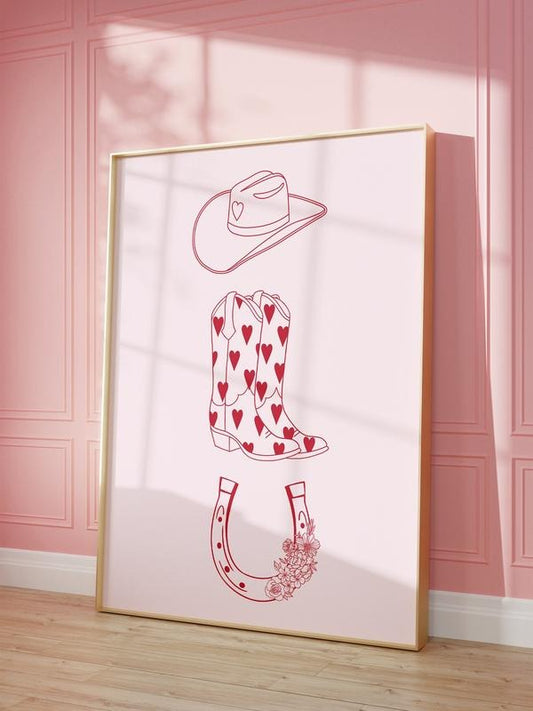 Cowgirl Cowboy Boots Art Print, Western Art Print, Preppy Cowgirl Decor Coastal Cowgirl Art, Cowgirl Dorm Decor, Gifts For Her Art Prints, Poster Prints No Frame, Wall Art Home Decor, Vintage Poster Art, Gifts For Birthday Christmas Xmas