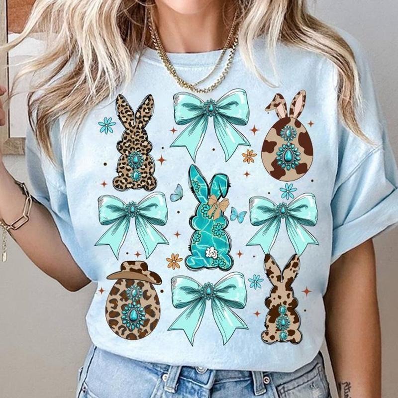 Cowgirl Easter Bunny Shirt, Western Easter Bunny Tee, Coquette Cowgirl Easter Shirt, Country Cowhide Eggs Tee