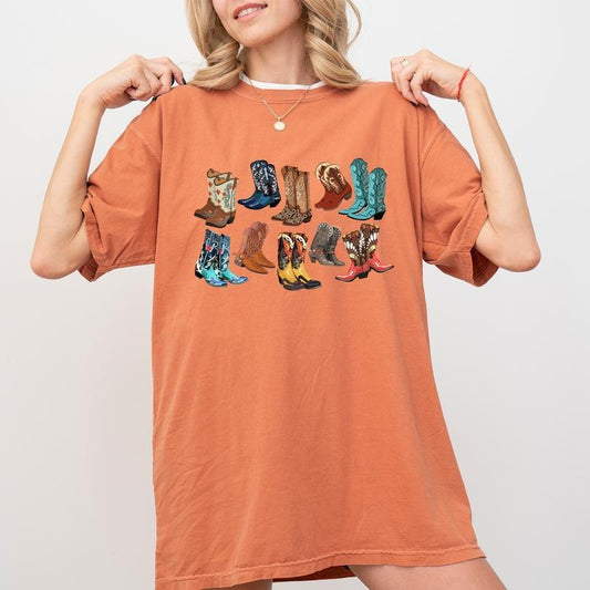 Cowgirl Retro Boots Shirt, Vintage Howdy Shirt, Western Cowgirl Boots Tee, Scootin' Spooky  Graphic Printed Tee, Halloween Shirt for Women, Wild West Gift for Girl, Comfy Fabric Graphic Tee, Gift for Boyfriend, Cotton Fabric Relaxed Fit Chic Style