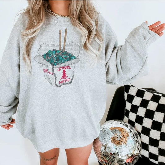 Cowgirl Takeout Sweatshirt, western clothing hoodies, western outfits women, western tops