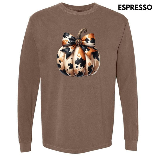 Cowhide Pumpkin Long Sleeve Comfort Colors T-Shirt 'NLB'