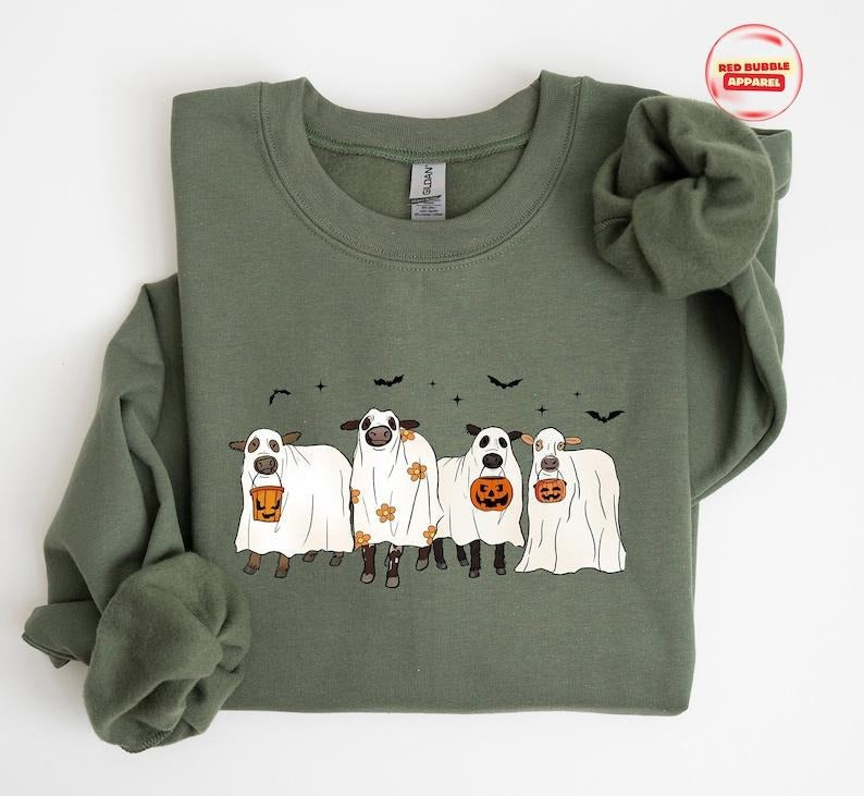 Cows Halloween Sweatshirt, Halloween Ghost Cows Sweatshirt, Spooky Cows Halloween Gifts, Cow Lovers Halloween Gift  T-shirt, sweater and Hoodie