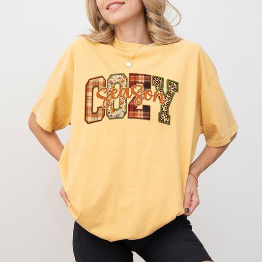 Cozy Season Shirt Comfort Colors, Cozy Fall Tee for Girls, Vintage Autumn Shirt For Women, Cute Thanksgiving Tshirt, Fall Season Tops for Women, Pumpkin Season Tee, Unhinged Women's Tops, Soft Casual Womenswear, Comfy Cotton Fabric Relaxed Fit Chic Style