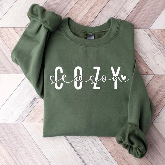 Cozy Season Sweatshirt, Christmas Cozy Sweatshirt, Gift for Winter Holiday, for Him & Her Classic Cotton