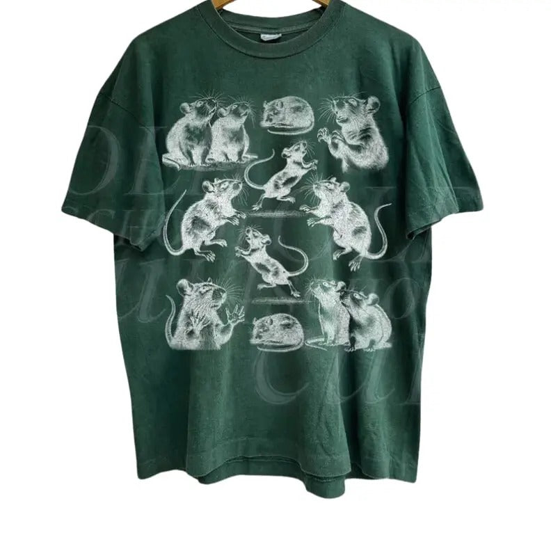 Crazy Rats Vintage Graphic 90s T-Shirt, Retro Medieval Rat Tshirt, Gothic Grunge Clothing, Horror Funny Rats Tee, Dark Academia Shirt, Rat Gifts