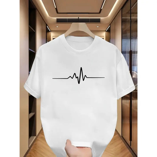 Creative Graphic Print Men's Casual Short Sleeve Round Neck T-shirt Plain Tee Menswear