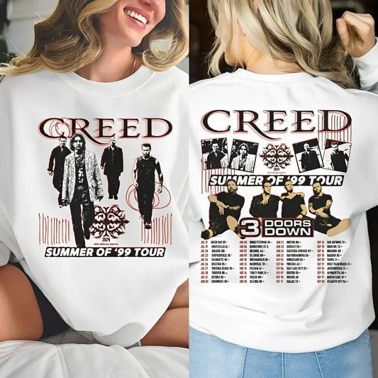 Creed Summer Of 99 Tour Shirt, Music 2 Sides Creed World Tour 2024 Concert 2 Side Unisex Shirt, Band Merch Gift