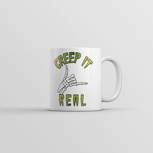 Creep It Real Mug Funny Halloween Graphic Novelty Coffee Cup-11oz Funny Coffee Mugs Ceramic Printed Drinkware Cup