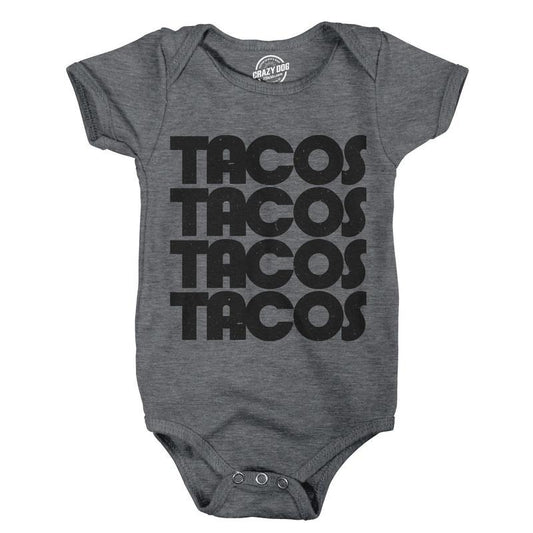 Creeper Tacos Tacos Tacos Funny Mexican Bodysuit for Newborn Baby Funny Baby Onesies Cinco De Mayo Onesie for Baby Funny Food Onesie Novelty Onesie Dark Grey