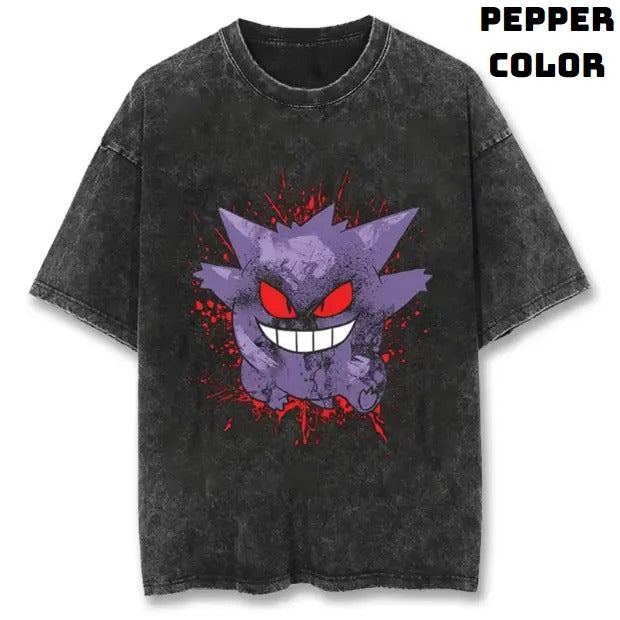 Crimson Gengar Vintage Tee, Gengar Shirt, Pokemon Shirt, Pokemon Merch, Pokemon Gengar Shirt, Ghostly Gengar, Funny Halloween Shirt, Anime Manga Shirt, Graphic Tee Shirt, Unisex T-Shirt, Gift For Fan Pokemon, Halloween Gifts Top Menswear