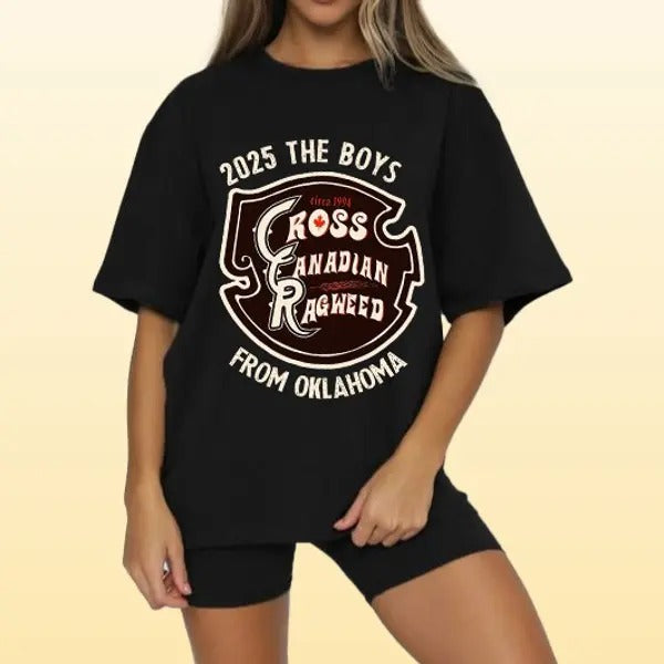Cross Canadiian Ragweed Reunion The Boys From Oklaahoma Concert 2025 Unisex Cotton Meme Shirt Funny Menswear Tshirt