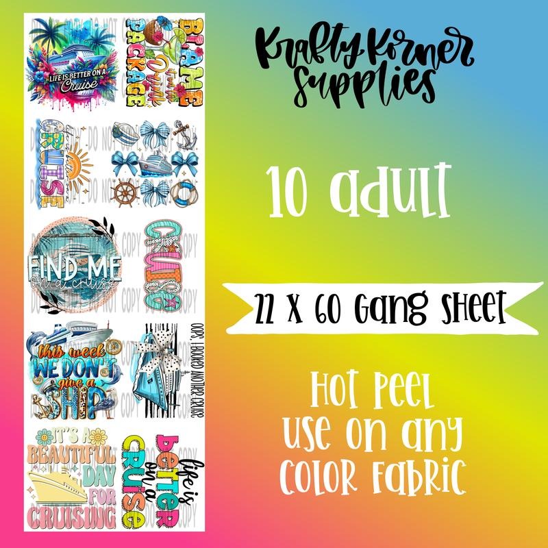 Cruise DTF Transfer Gang Sheet, 22 x 60