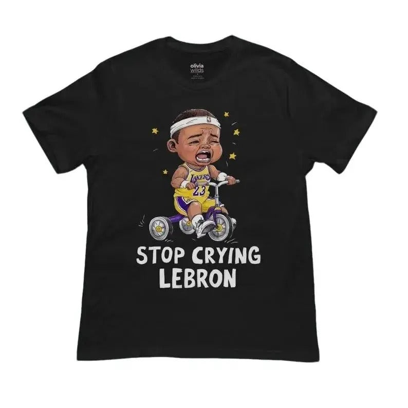 Crying LeBron Graphic Tee Shirt, Funny NBA Lakers Meme Tshirt, Trendy Sports Shirts, Basketball Sports Fan Shirt, Unisex Tshirt