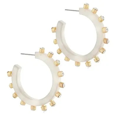 Crystal Studded Hoop Earrings