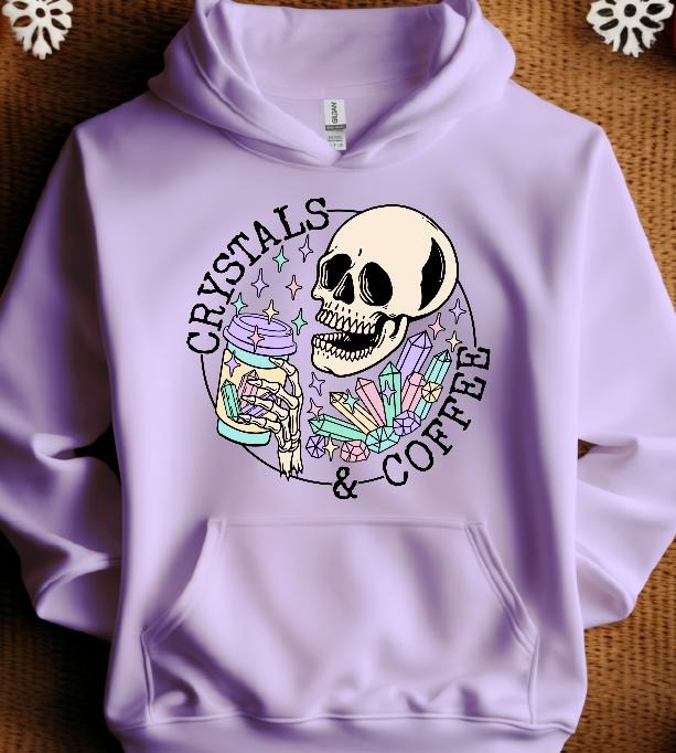 Crystals and Coffee Skull Sweatshirt Casual Comfortable Womenswear