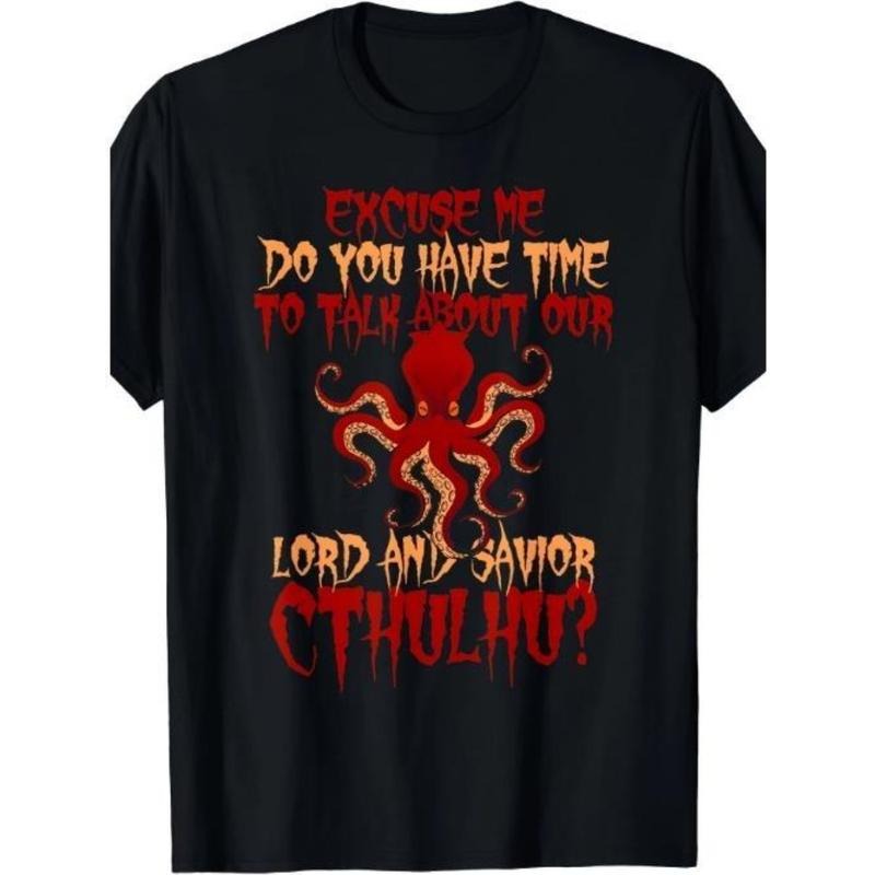 Cthulhu Octopus Graphic T-Shirt - Spooky Halloween Design, Comfortable Wear, Unisex Fit - Lord and Savior Themed, Funny Horror Tee for Men and Women Made in USA