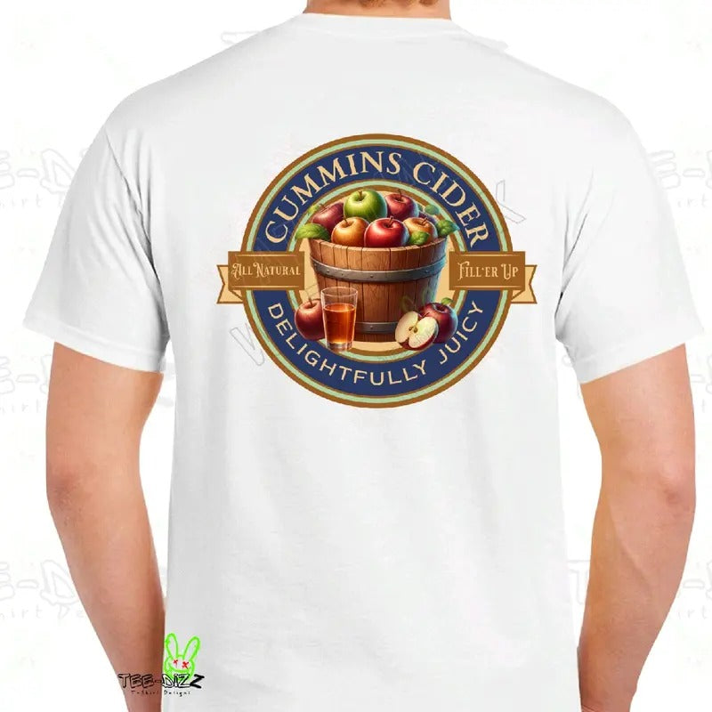 Cummins Cider - men's funny T-shirt- Menswear Casual Crewneck Cotton Tshirt Shortsleeve