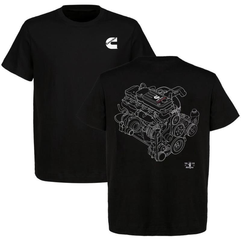 Cummins Engine 2-sided Shirt Car Parts Shirt 90s Styled Ford Shirt Car Lover Mens Cotton, Menswear Car Parts Short Sleeve