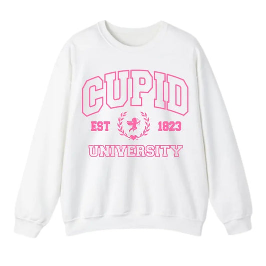 Cupid University Sweatshirt, Cute Valentine's Day Sweatshirt For Men And Women, Valentine's Day Trendy Sweatshirt