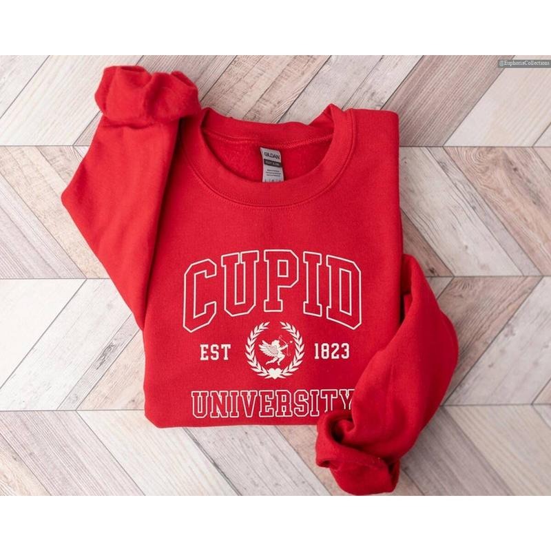 Cupid University Valentine's Day Sweater Hoodie T-Shirt, Cute Funny College Love Day Couple Gift Sweatshirt , Global Trending Outfits