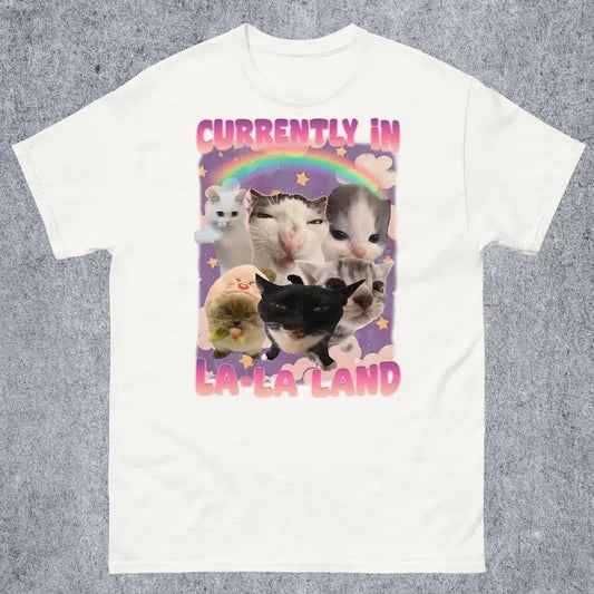 Currently in La-La Land Funny Cat Meme Tee Shirt, Cringe T-shirt, Ugly Shirts