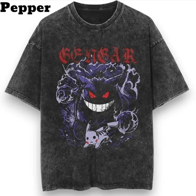 Cursed Gengar Black Vintage Tee, Gengar Shirt, Pokemon T-Shirt, Anime Shirt, Men Graphic Tee, Halloween Shirt, gift for him for her Top Menswear