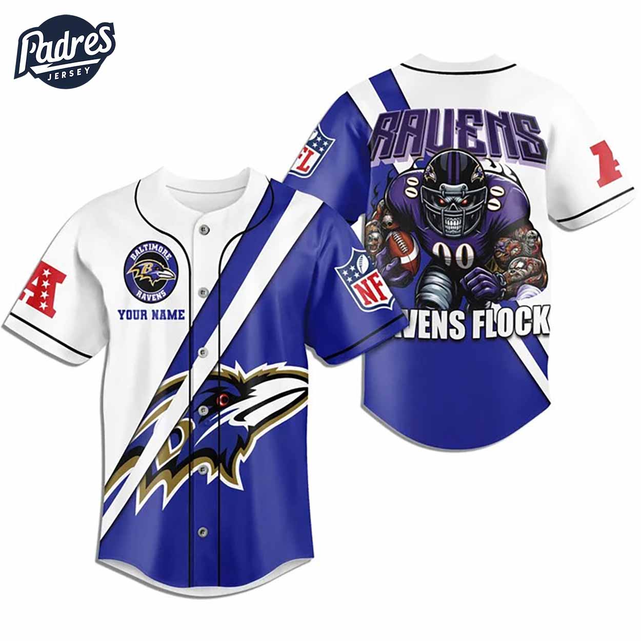 Custom Baltimore Ravens Football Mascot Baseball Jersey - Padres Jersey Oasis: Elevate Your Baseball Style Game