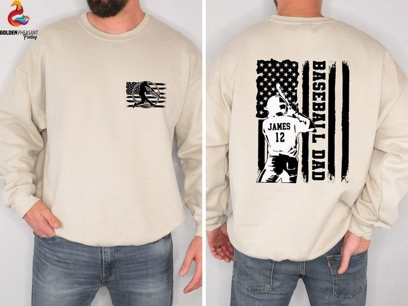 Custom Baseball Dad Shirt, Personalized Baseball Grandpa Shirt, Baseball Dad Sweater, Gift For Dad, Father's Day Shirt, Baseball Lover Shirt