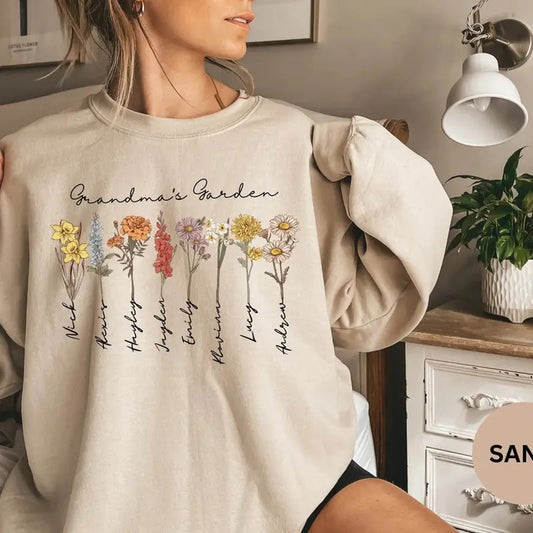 Custom Birth Month Birth Flower Shirt, Custom Mothers Day Gift, Custom Mom Tshirt, Mothers Day Shirt, Custom Flower Shirt, Custom Birth Month Sweatshirt, Birth Flower Sweater, Grandma's Garden, Personalized Mom Gift Grandma Mother's Day Giftstyle{n002}2