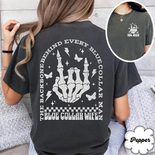 Custom Blue Collar Wives Club Shirt, Funny Blue Collar Shirt, Blue Collar Gift, Trendy Blue Collar Wife T-Shirt, Gift For Wife, Moms Day T-shirt, sweater and Hoodie 2 sides Cotton Sleeve