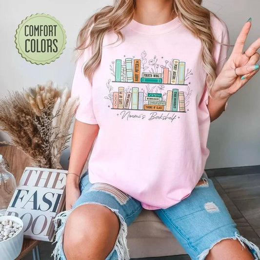 Custom Bookshelf Shirt, Book Lover Shirt, Personalized Bookshelf T-Shirt, Gift For Bookish, Book Club Sweatshirt, Gift For Reader Shirt