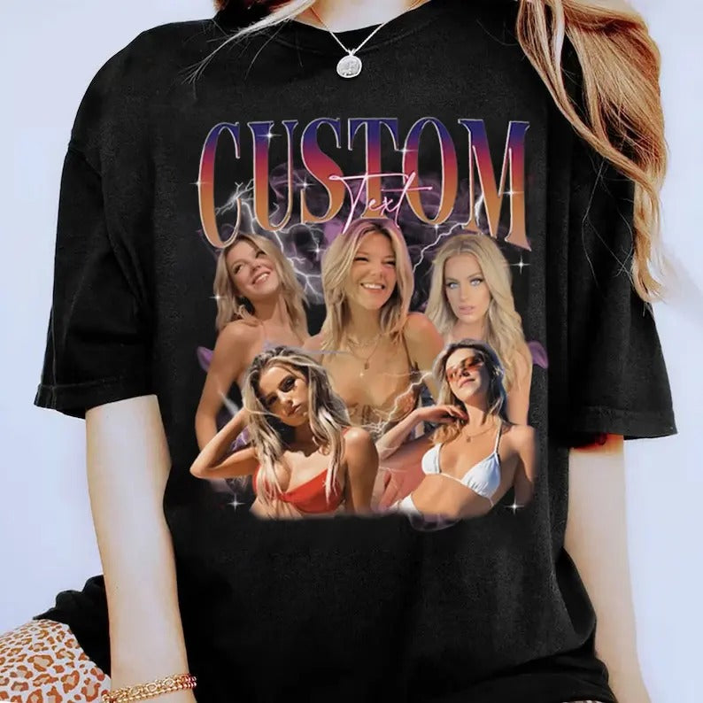 Custom Bootleg Rap Shirt with Personalized Photo - Vintage 90s Graphic T-shirt Top Womenswear Streetwear Tshirtstyle{n002}3