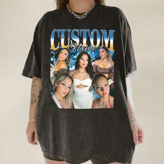 Custom Bootleg Rap T-shirt, Custom Bootleg Comfort Color Shirt, 90s Vintage Bootleg Shirt, Custom your own Photo, Vintage Graphic Gift Top Womenswearstyle{n002}2