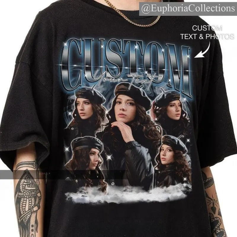 Custom Bootleg Rap Tee, Custom Photo Shirt, Cool Indie Birthday gift, Christmas gift, Custom Your Own Bootleg Shirt , Global Trending Outfits
