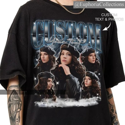 Custom Bootleg Rap Tee, Custom Photo Shirt, Cool Indie Birthday gift, Christmas gift, Custom Your Own Bootleg Shirt , Global Trending Outfits