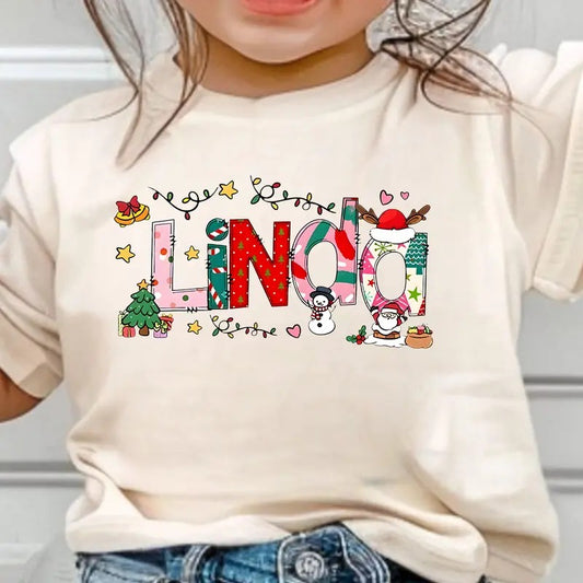 Custom Christmas Kids Shirt, Girly Christmas Shirt,Funny Christmas Shirt, Gift for Mom, Custom Christmas Name Shirt