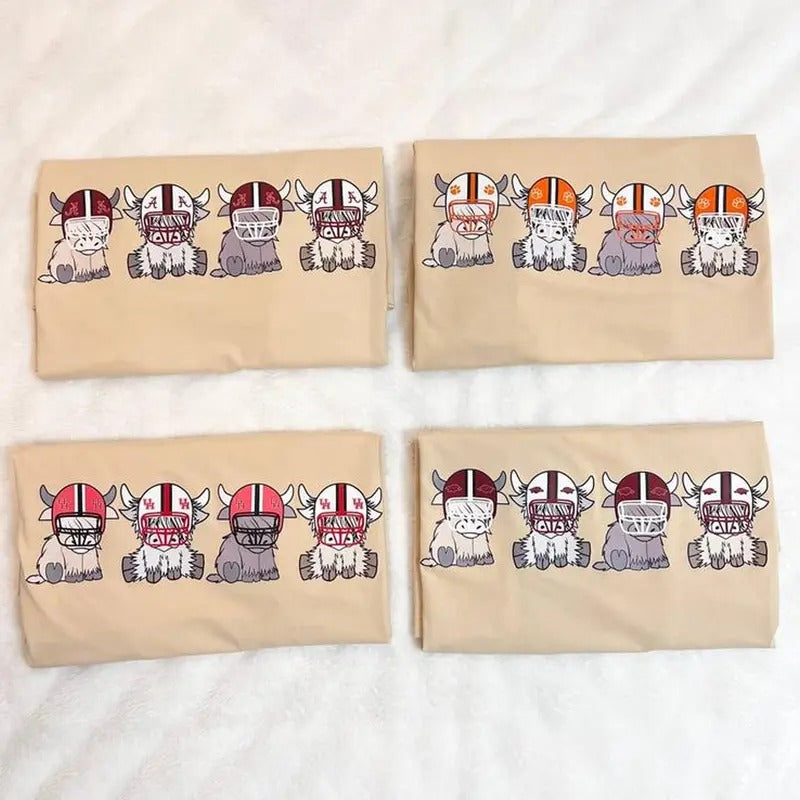 Custom College Football Cow Soft Sweatshirt, Available All Team, Can be Custom your team, Customize your College Shirt Off-white Unisex Classic Crewneck