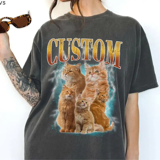 Custom Comfort Colors Vintage Pet T-Shirt - Personalized Dog Shirt with Custom Name, Oversized Fit, Casual Style, 90's Retro Design