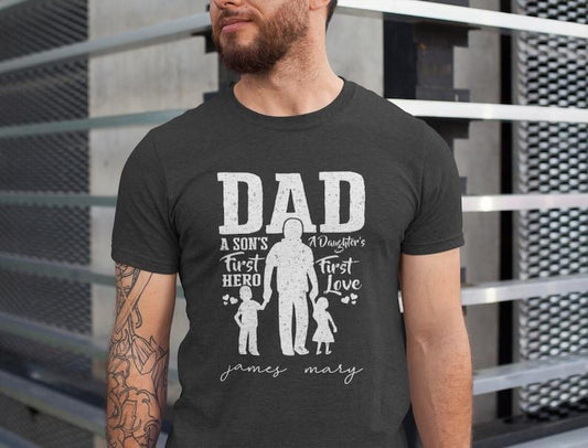 Custom Dad Shirt, Dad Shirt, Dad of Two Shirt, New Dad Shirt, Dad Shirt With Kids Names, Custom Kids Names Shirt, Personalized Dad Shirt