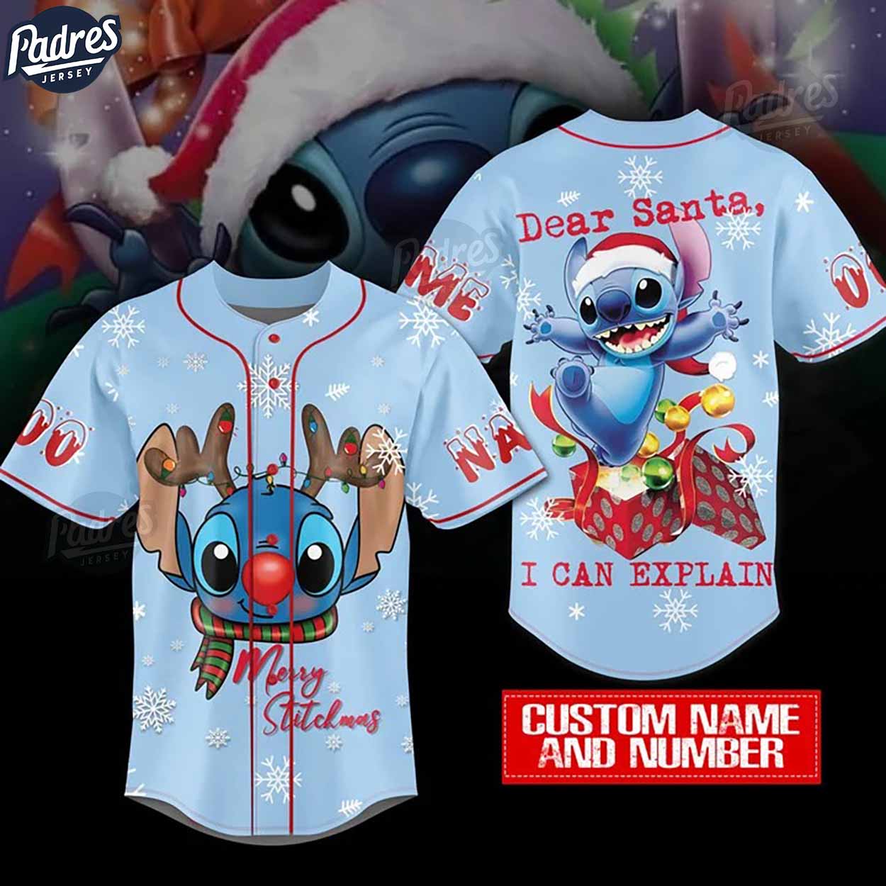 Custom Dear Santa Stitch Christmas Baseball Jersey - Padres Jersey Oasis: Elevate Your Baseball Style Game