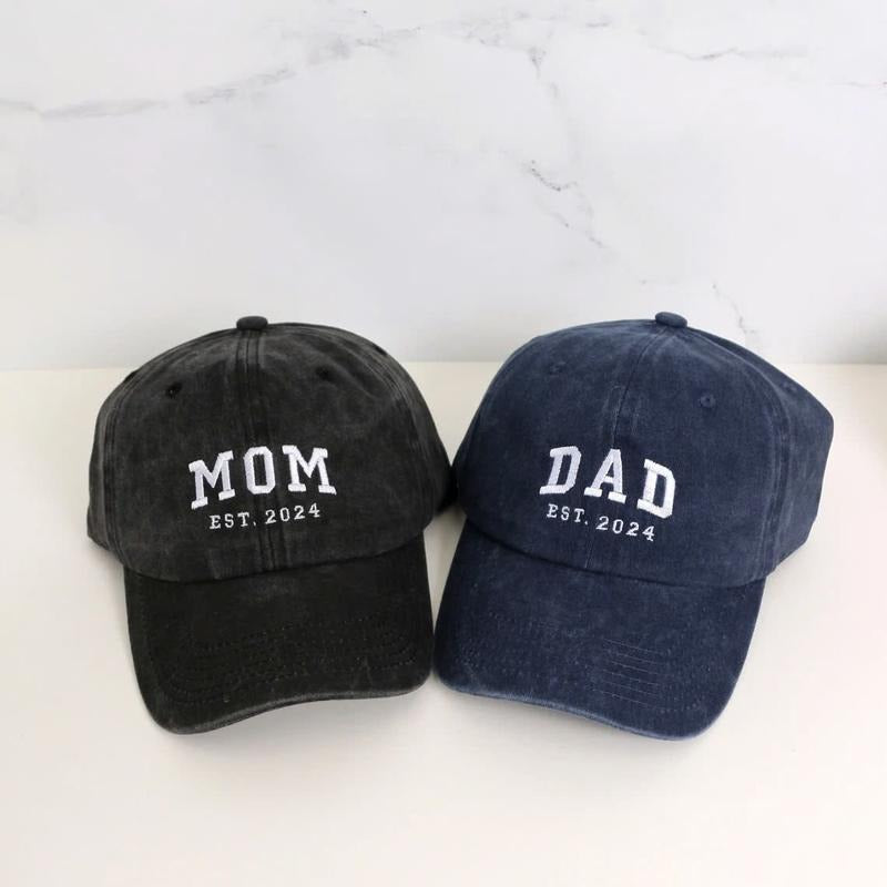 Custom Embroidered Hat, Personalized Date, Matching Vintage Baseball Hat, Gift For New Dad Mom, Pregnancy Announcement, Mothers day gift style 05