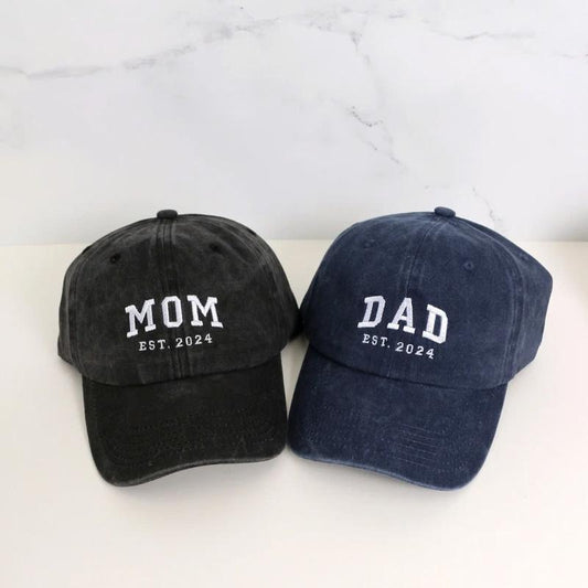 Custom Embroidered Hat, Personalized Date, Matching Vintage Baseball Hat, Gift For New Dad Mom, Pregnancy Announcement, Mothers day gift style 05